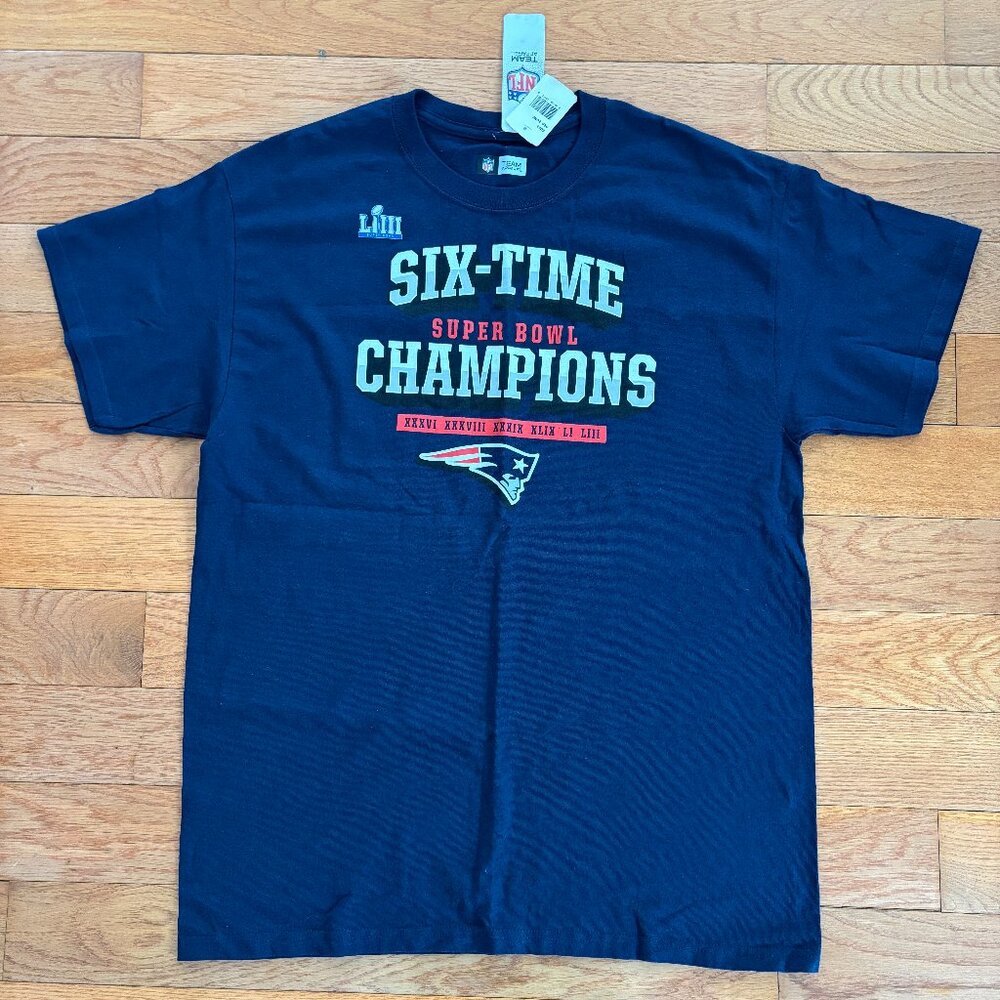 NWT NFL Team Apparel New England Patriots Tshirt Super Bowl 6x Champs Mens L